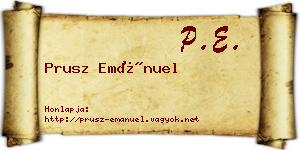 Prusz Emánuel névjegykártya